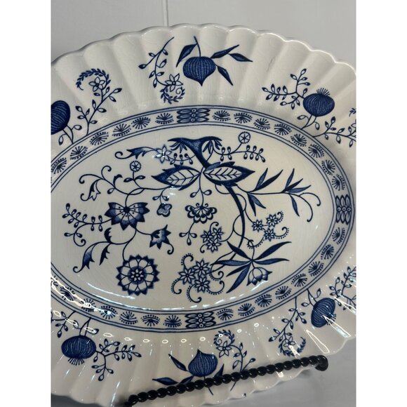 Vintage J&G Meakin "Blue Nordic" 12" Oval Serving Platter – Ironstone, England - Picture 4 of 9